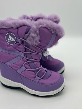 Nova Mountain Toddler Girl Waterproof Snow Winter Boots Purple Fur Size 13